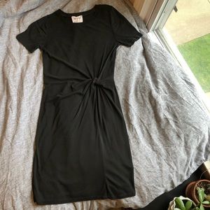 Black t-shirt dress with cinch waist